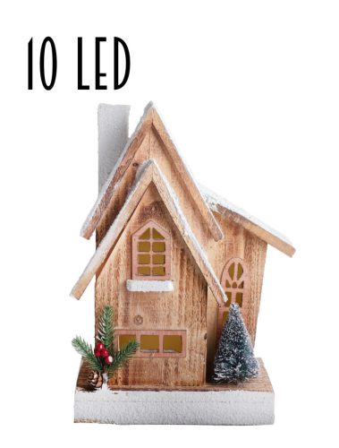 WOODEN HOUSE 2ROOF+10L.WHITE GL33