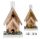WOODEN DOUBLE HOUSE+1LED+CHIMNEY 20