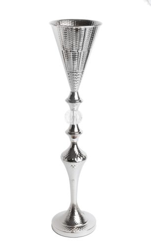 METAL VASE BASE+CRST.SIL14*64