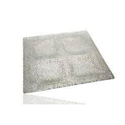 Ü.WOODEN TRAY 4 SQUARE RIDGED/TRANSP.20