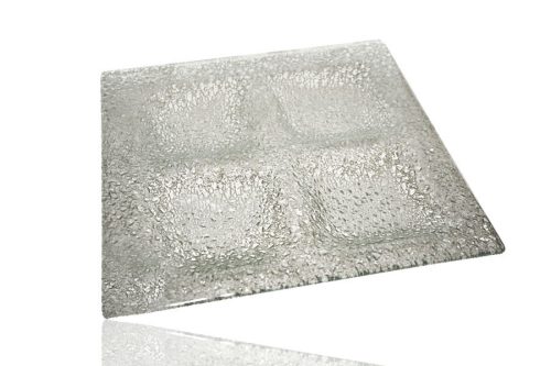 Ü.WOODEN TRAY 4 SQUARE RIDGED/TRANSP.20