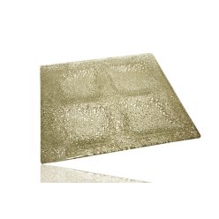 Ü.WOODEN TRAY 4 SQUARE RIDGED/GOLD 20