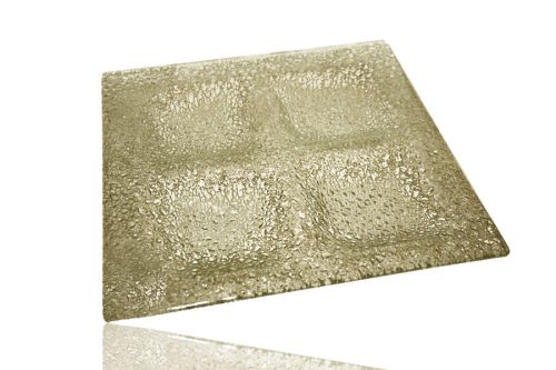 Ü.WOODEN TRAY 4 SQUARE RIDGED/GOLD 20