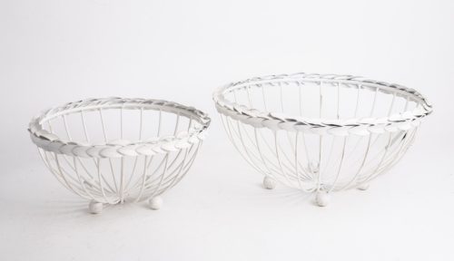 STONE IRON DISH*2 CIRCLE WHITE 29.5