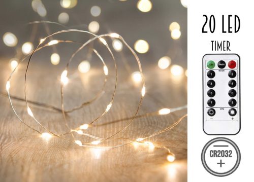LED STRING LIGHTS*20.+TIMER MULTI FROST