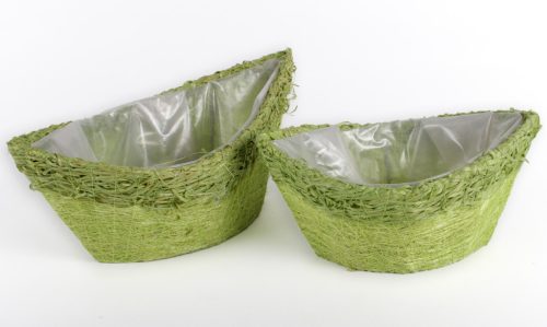 RAFFIA POT*2 BOAT GREEN24