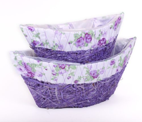 RAFFIA POT*2 BOAT LILA25