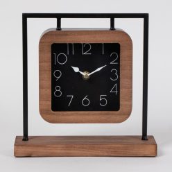 WOOD+METAL CLOCK+BASE BROWN/WHITE  24