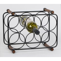 METAL+WOOD WINE RACK 6R.BLK.33.5