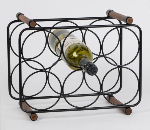 METAL+WOOD WINE RACK 6R.BLK.33.5