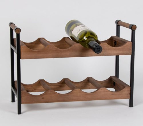 WOOD+METAL WINE RACK BROWN 8 ROWS 43*30