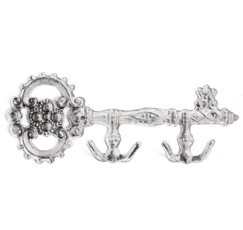 CAST IRON HOOK KEY HOLDER WHITE 27*11