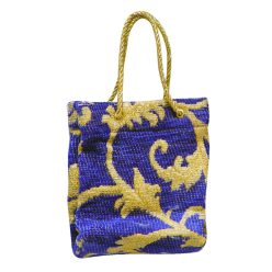 GIFT BAG BLUE-GOLD 13CM