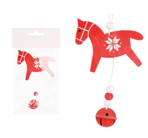 WOOD LAND.HORSE+BELL RED/WHITE7*16