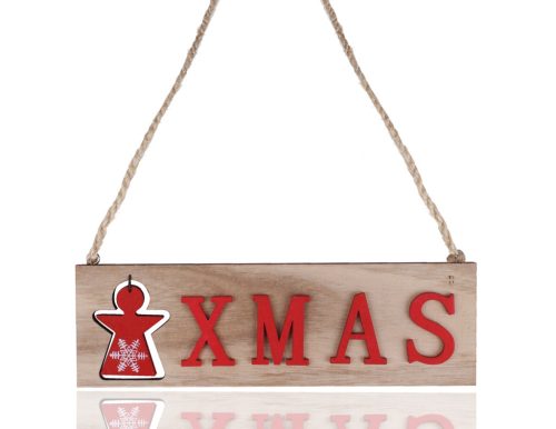 WOODEN CUT BOARD XMAS NAT/RED20