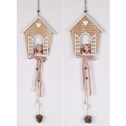 WOODEN CUT HOUSE+SNOW+PINE CONE NAT14*56