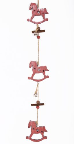 WOODEN ROCKING HORSE GIRL RED 50