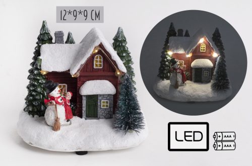 P.HAVEN HOUSE+LED+SNOWMAN12*9*9