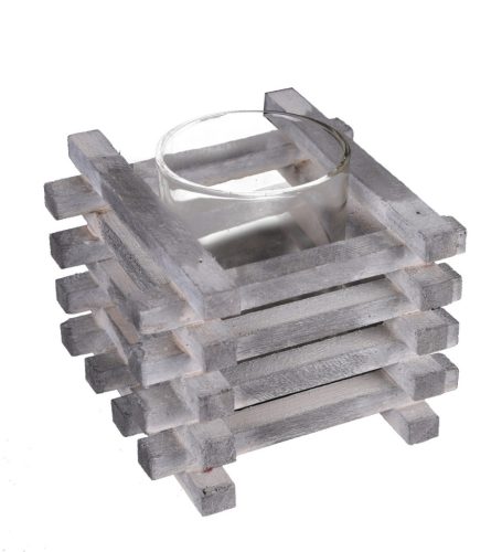 Ü.WOODEN TRAY GRID GRAY 13*10
