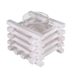 Ü.WOODEN TRAY GRID NAT/WHITE 13*10