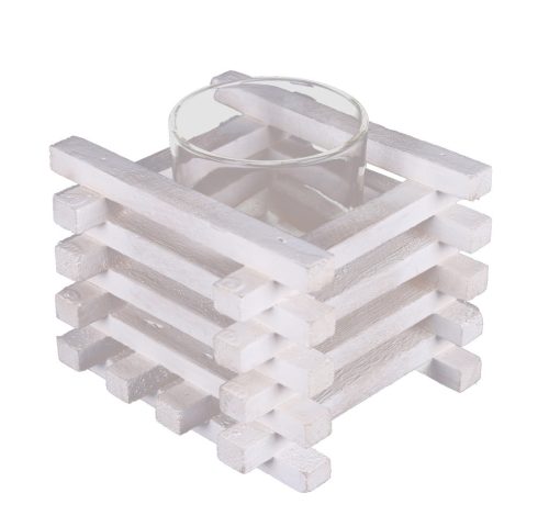 Ü.WOODEN TRAY GRID NAT/WHITE 13*10