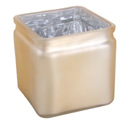 Ü.WOODEN TRAY CUBE GOLD METAL 10*10