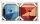 WOODEN PICTURE BLUE/RED GLASS 2PCS 35C