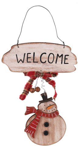 WOODEN CUT WELCOME SNOWMAN14*28