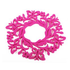 FELT CIRCLE UNDERLAY ROUND BUTTERFLY PINK 13
