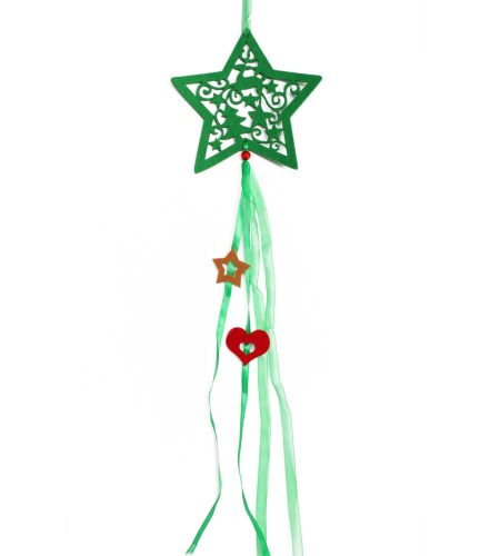 FELT CIRCLE STAR+FLOWER RED 12