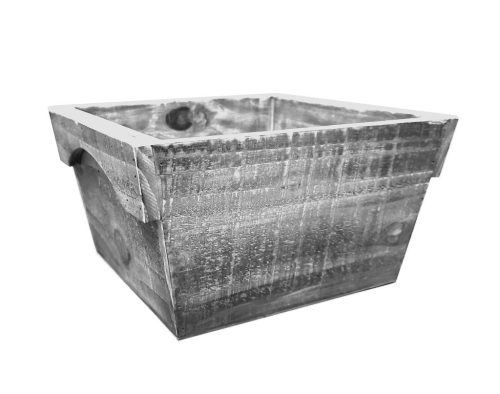 WOODEN PLANTER "V" EDGE GRAY26*14