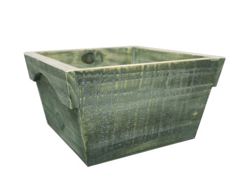WOODEN PLANTER "V" EDGE GREEN26*14