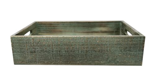 WOODEN TRAY EDGE GREEN    39*23*9