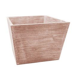 WOODEN PLANTER BURNED 17*17*12.5