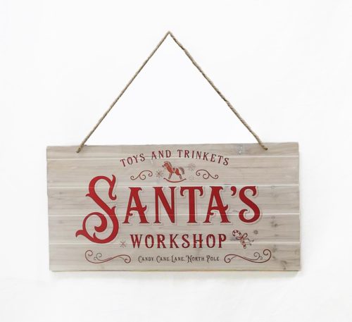 WOODEN CUT SANTA'S WORKSHOP NATURAL60*30