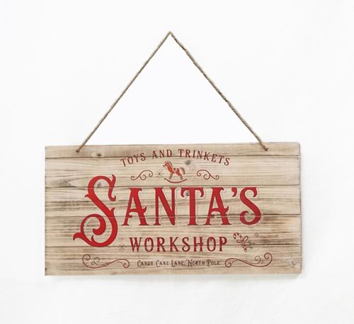 WOODEN CUT SANTA'S WORKSHOP BURN60*30