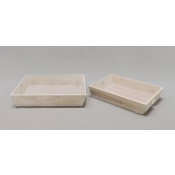 WOODEN TRAY*2 NATURAL 33/38*30*7