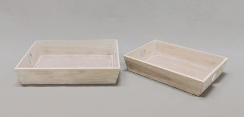 WOODEN TRAY*2 NATURAL 33/38*30*7