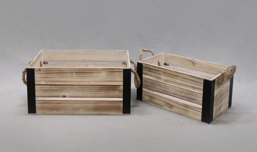 WOODEN BOX*2+HANDLE BURNED28/33*22