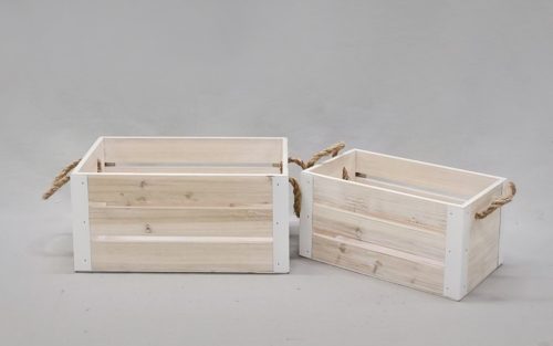 WOODEN BOX*2+HANDLE NATURAL28/33*16
