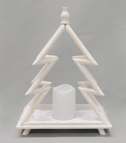 WOODEN PINE TREE+LED WHITE28*17*38