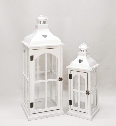 WOOD+METAL LANTERN*2 ANTIQUE BRONZE 19/27*70