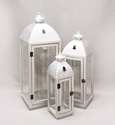 WOOD+METAL LANTERN*3 ANTIQUE BRONZE 14*25*70