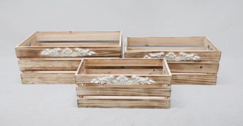 WOODEN BOX*3BURNED 30-39.5*21