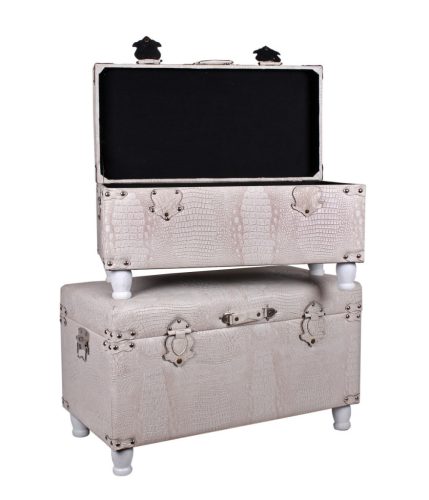 Travel chest*2 wood+PU cream 77+67