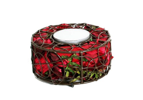 POT/CANDLESTICK CIRCLE RED 9CM