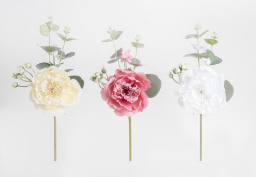 FLOWER BADGE + EUCALYPTUS 3S 30CM