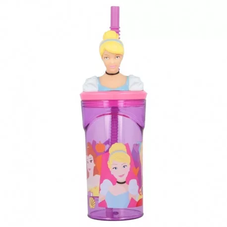 3D FIGURED BOTTLE WITH STRAW 360 ML DISNEY Princesses