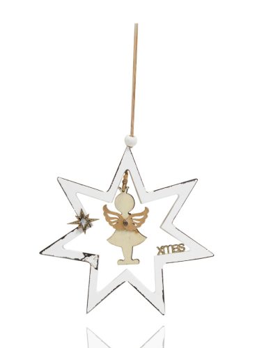 WOODEN LD.STAR+ANGEL.WHITE/GOLD15