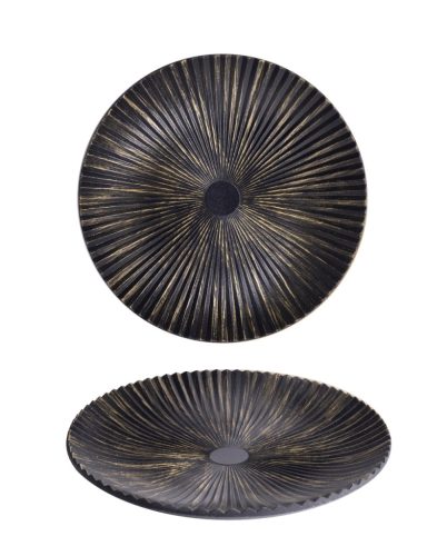 WOODEN PLATE BLACK/GOLD      40